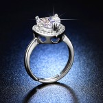 Arihant Silver Plated Crystal Studded Heart Shape Anti Tarnish Adjustable Finger Ring