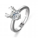 Arihant Silver Plated Crystal Studded Deer Themed Anti Tarnish Adjustable Finger Ring
