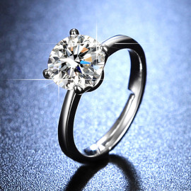Arihant Silver Plated Crystal Studded Contemporary Anti Tarnish Solitaire Adjustable Ring