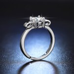 Arihant Silver Plated Crystal Studded Bow Tie inspired Solitaire Adjustable Finger Ring