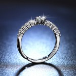 Arihant Silver Plated American Diamond Studded Contemporary Anti Tarnish Adjustable Round Ring