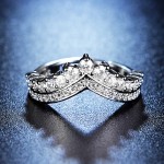 Arihant Silver Plated American Diamond Studded V Shape Contemporary Adjustable Finger Ring