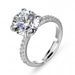 Arihant Silver Plated Crystal Studded Anti Tarnish Huge Stone Solitaire Adjustable Ring