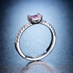 Arihant Silver Plated American Diamond Studded Rectangular Pink Stone Adjustable Finger Ring