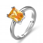 Arihant Silver Plated Crystal Studded Rectangular Yellow Stone Rectangular Adjustable Ring