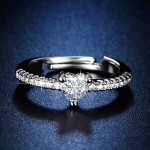 Arihant Silver Plated American Diamond Studded Heart Themed Adjustable Finger Ring