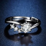Arihant Silver Plated American Diamond Studded Contemporary Anti Tarnish Adjustable Ring
