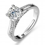Arihant Silver Plated Crystal Studded Contemporary Anti Tarnish Adjustable Solitaire Ring
