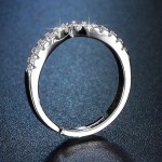 Arihant Silver Plated American Diamond Studded V Shape Contemporary Adjustable Finger Ring