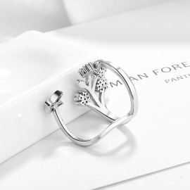 Arihant Silver Plated American Diamond Studded Contemporary Korean Finger Ring