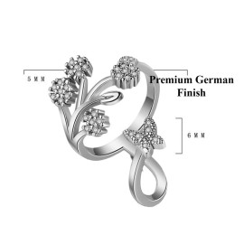Arihant Silver Plated American Diamond Studded Contemporary Korean Finger Ring