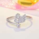 Arihant Silver Plated American Diamond Studded Swan Shape Contemporary Korean Finger Ring