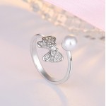 Arihant Silver Plated American Diamond Studded Butterfly Shape Contemporary Korean Finger Ring