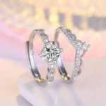 Arihant Silver Plated American Diamond Studded Crown Shape Contemporary Korean Finger Ring