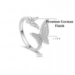 Arihant Silver Plated American Diamond Studded Butterfly Shape Contemporary Korean Finger Ring