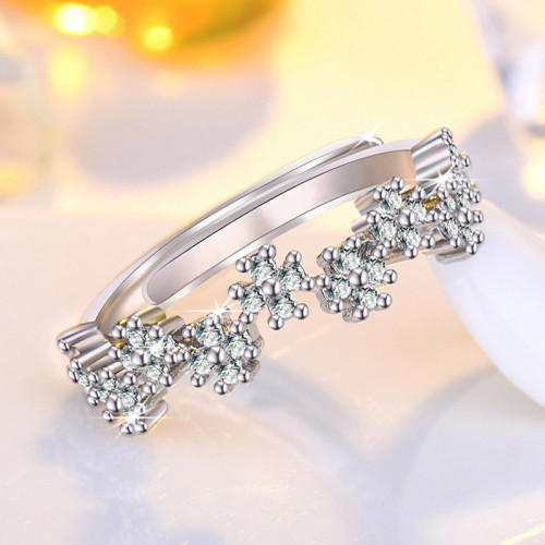 Arihant Silver Plated American Diamond Studded Contemporary Korean Finger Ring