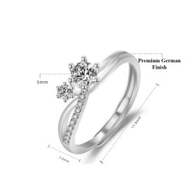 Arihant Silver Plated American Diamond Studded Contemporary Korean Finger Ring