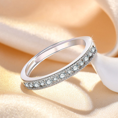 Arihant Silver Plated American Diamond Studded Contemporary Korean Finger Ring