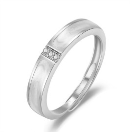 Arihant Silver Plated American Diamond Studded Contemporary Korean Finger Ring