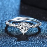 Arihant Silver Plated American Diamond Studded Heart Shape Contemporary Korean Finger Ring