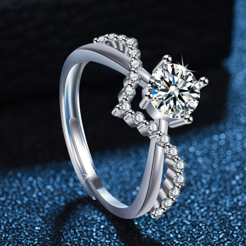 Arihant Silver Plated American Diamond Studded Contemporary Korean Finger Ring