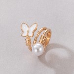 Arihant Gold Plated Gold-Toned Butterfly inspired Stone Studded Cocktail Ring