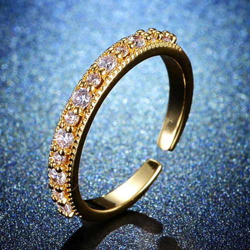 Arihant Gold Plated Crystal Studded Contemporary Anti Tarnish Adjustable Round Finger Ring