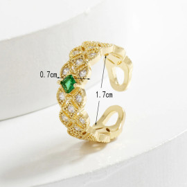 Arihant Gold Plated Crystal Studded Contemporary Anti Tarnish Green Stone Adjustable Ring