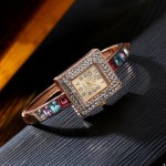 Arihant Rose Plated American Diamond Multicolor Designer Bracelet Watch 9118